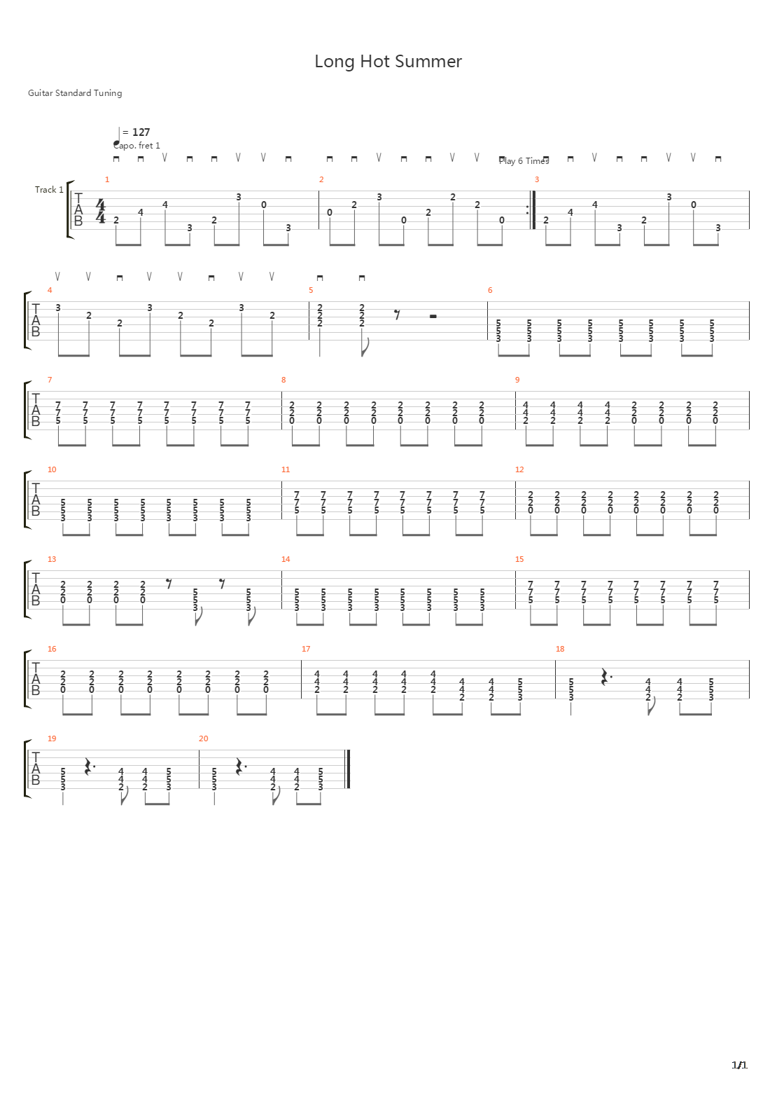 Long Hot Summer吉他谱