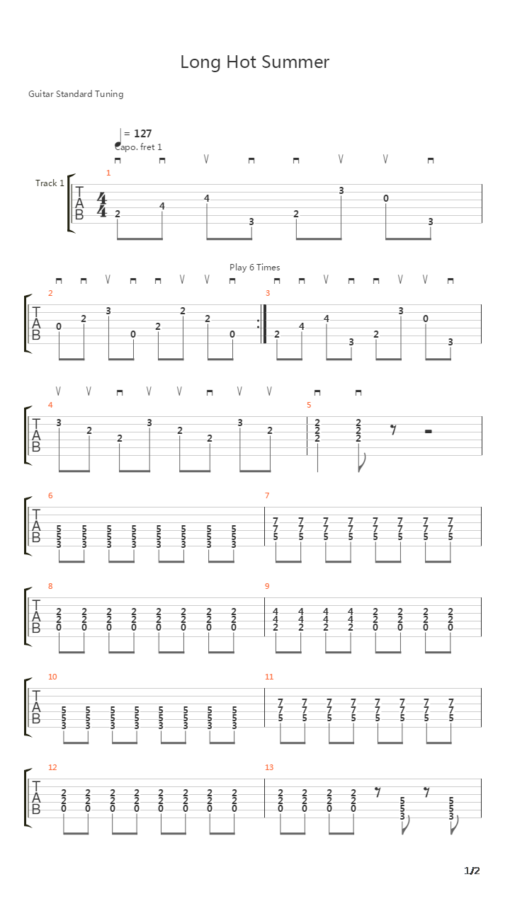 Long Hot Summer吉他谱