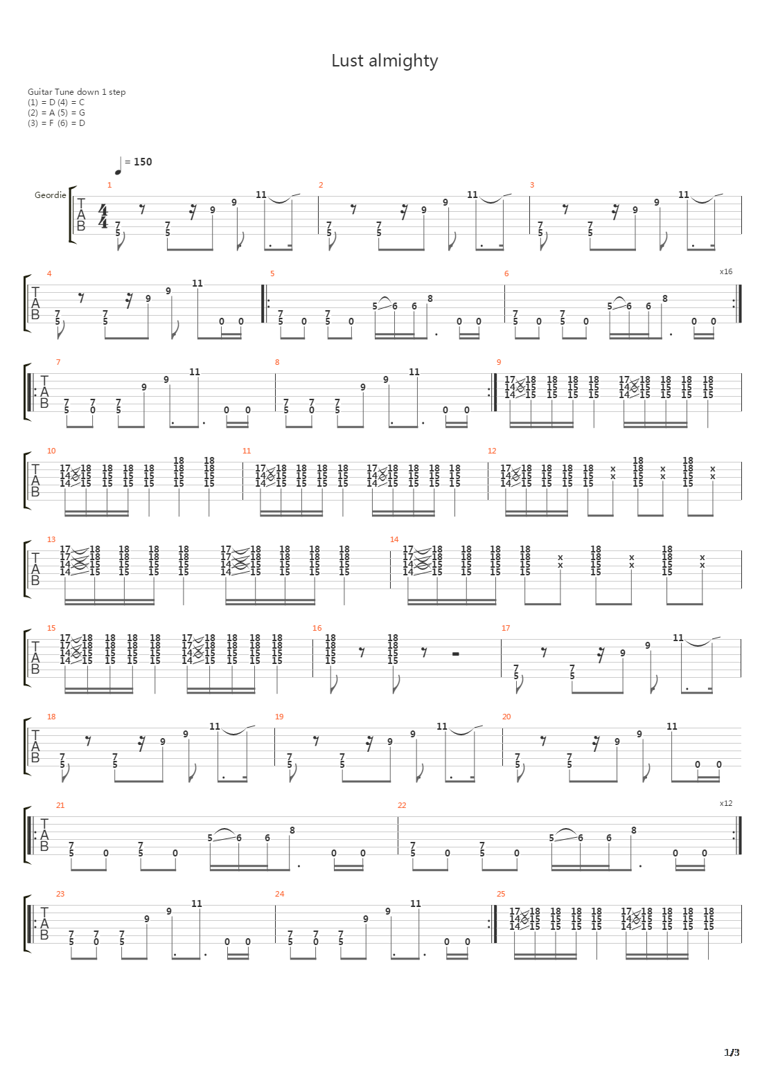 Lust Almighty吉他谱