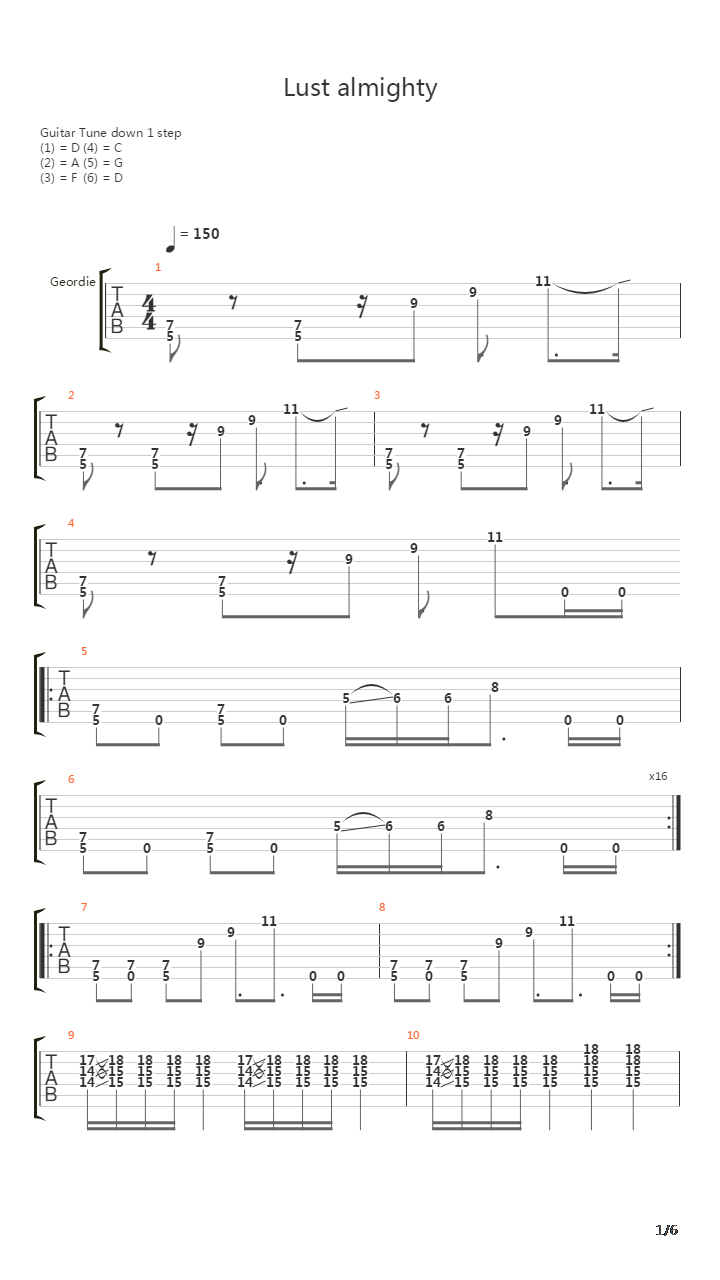 Lust Almighty吉他谱