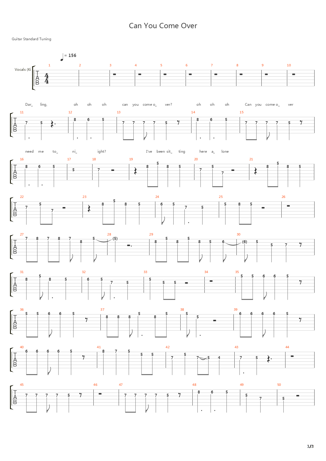 Can You Come Over吉他谱
