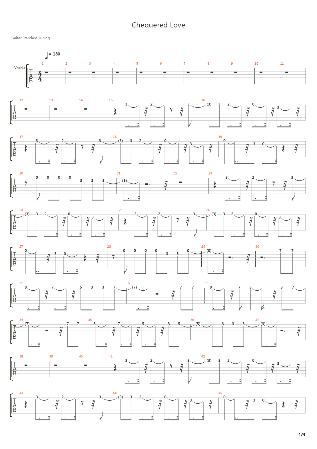 Chequered Love吉他谱
