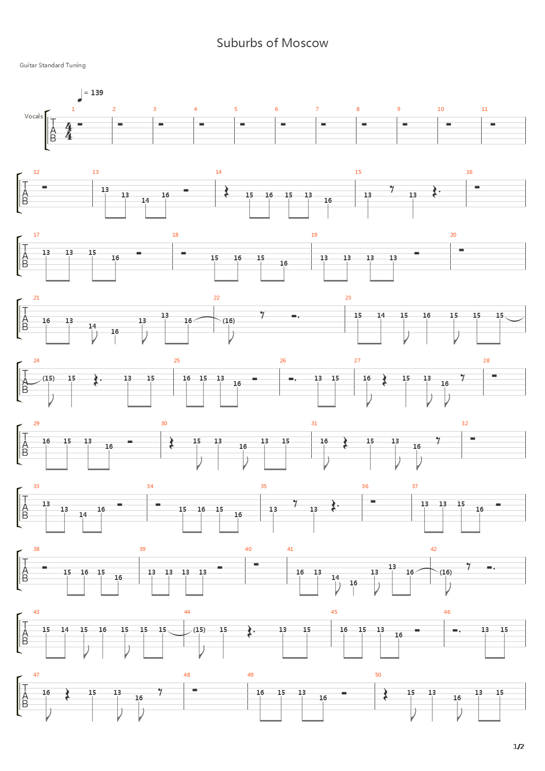 Suburbs Of Moscow吉他谱