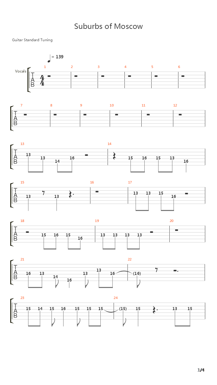 Suburbs Of Moscow吉他谱