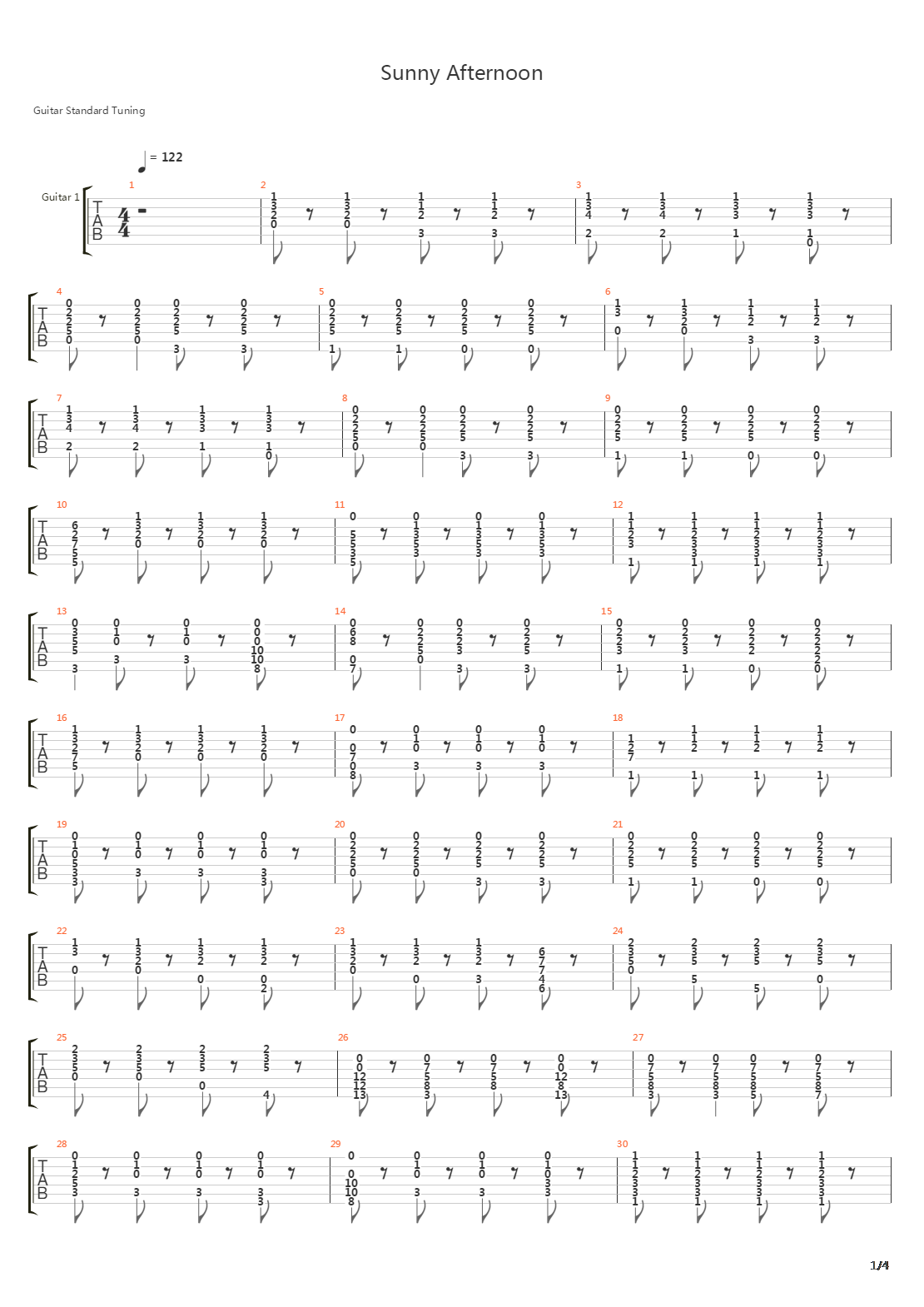 Sunny Afternoon吉他谱