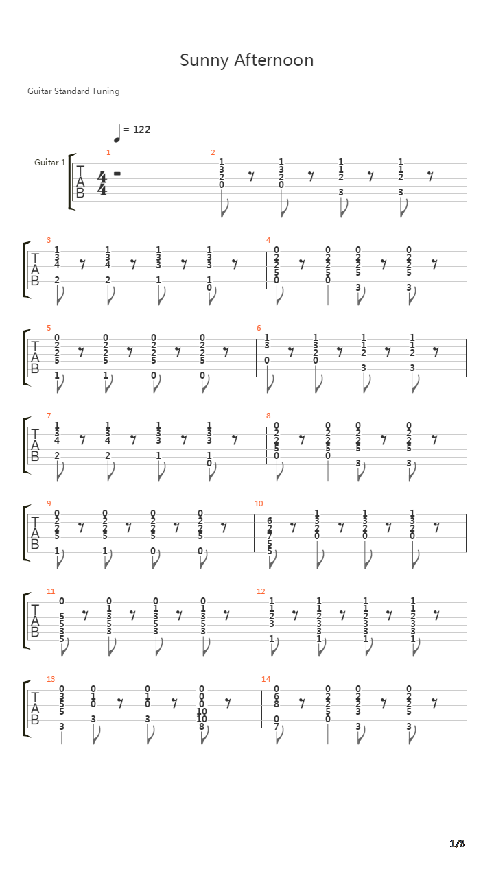 Sunny Afternoon吉他谱