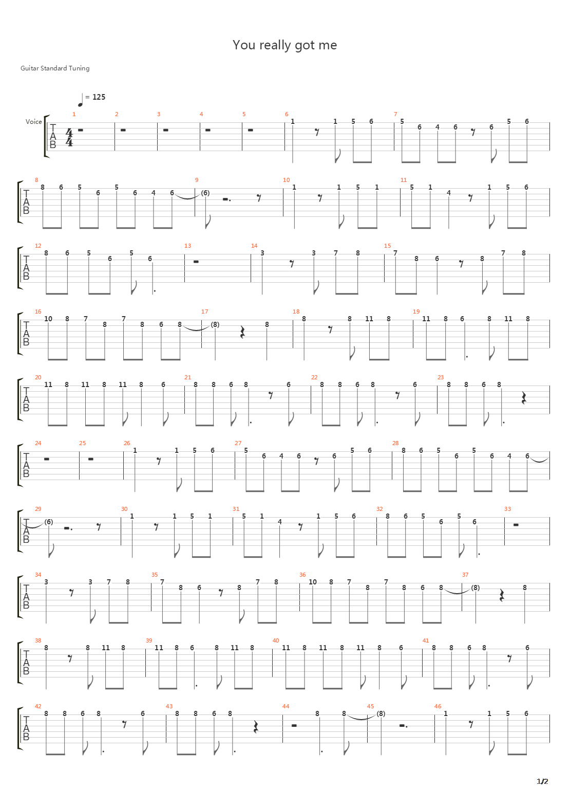 You Really Got Me吉他谱