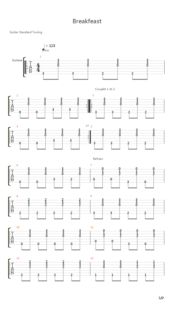 Breakfeast吉他谱