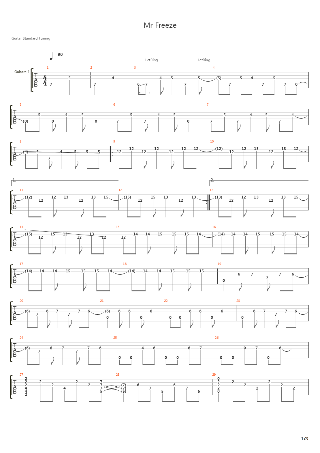 Mr Freeze吉他谱