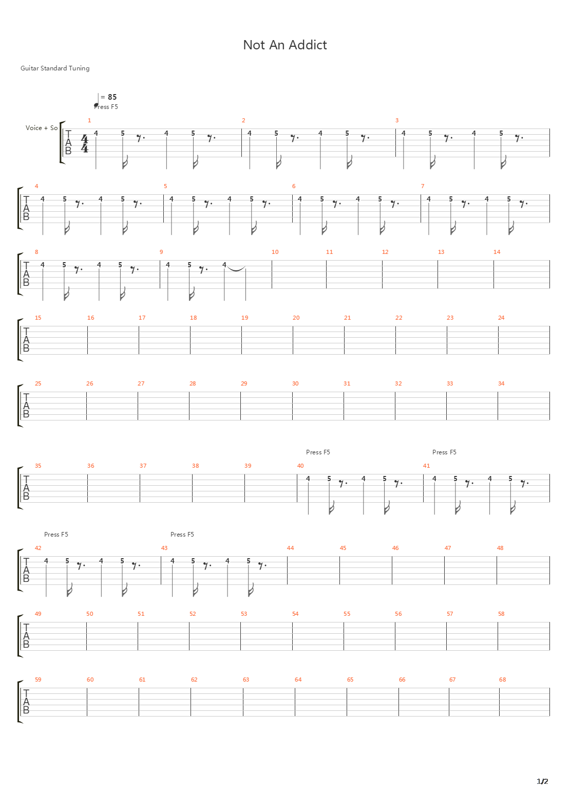 Not An Addict吉他谱
