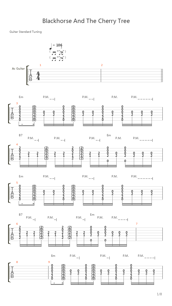 Black Horse And The Cherry Tree吉他谱