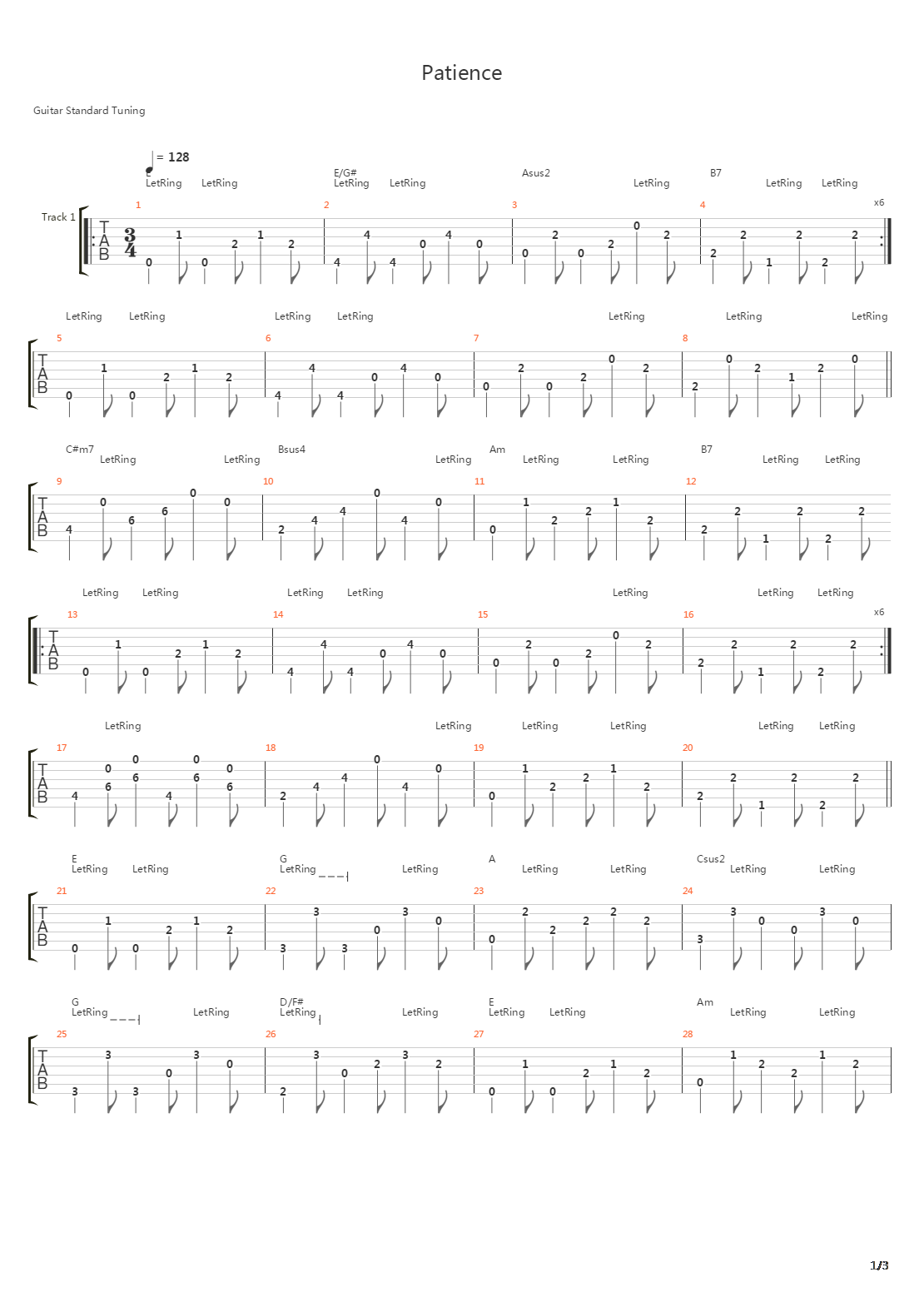 Patience吉他谱