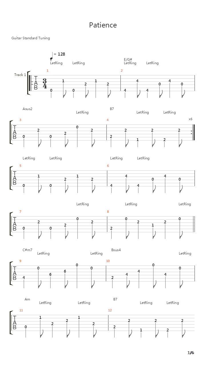 Patience吉他谱