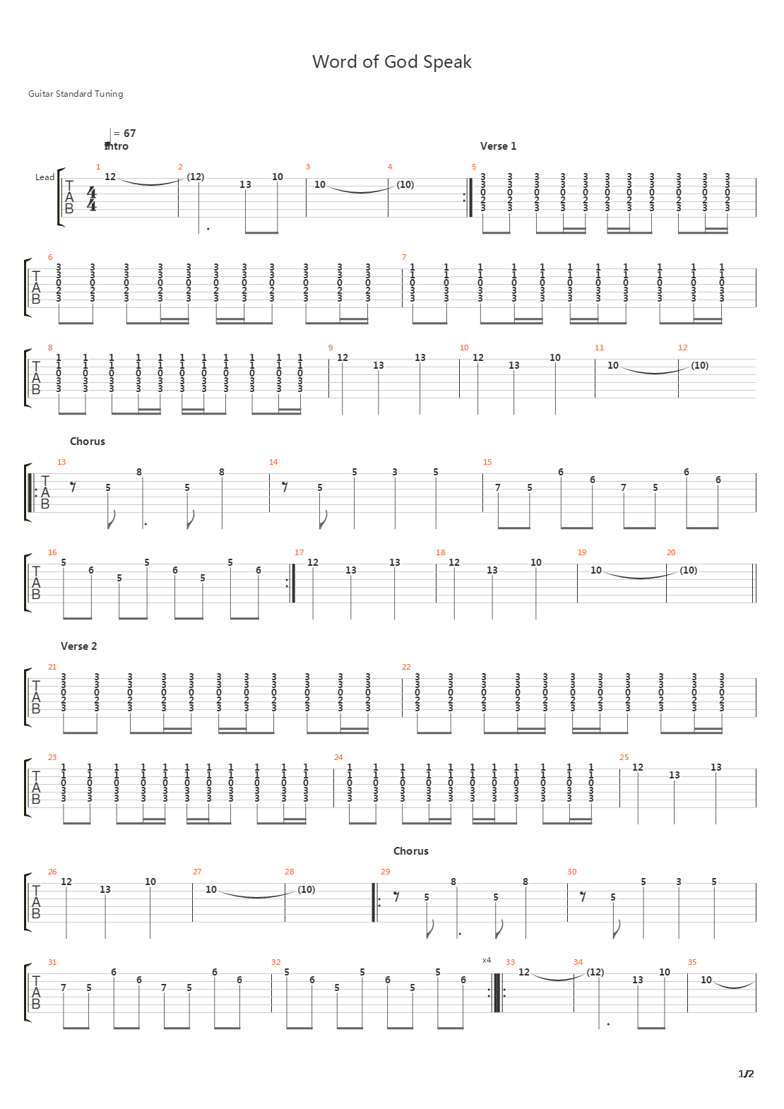 Word Of God Speak吉他谱