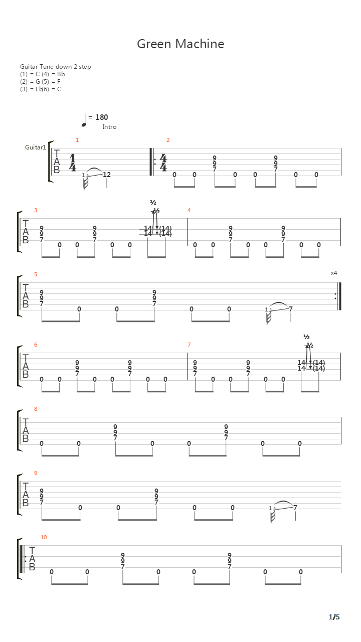 Green Machine吉他谱