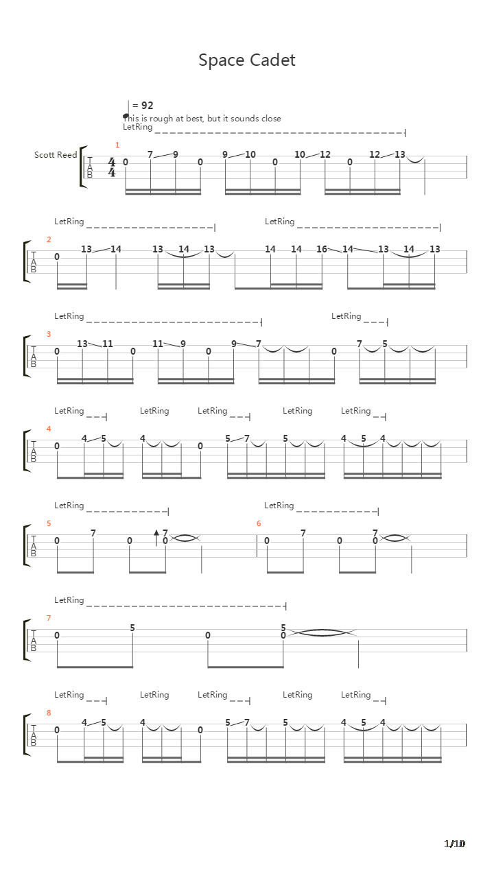 Space Cadet吉他谱