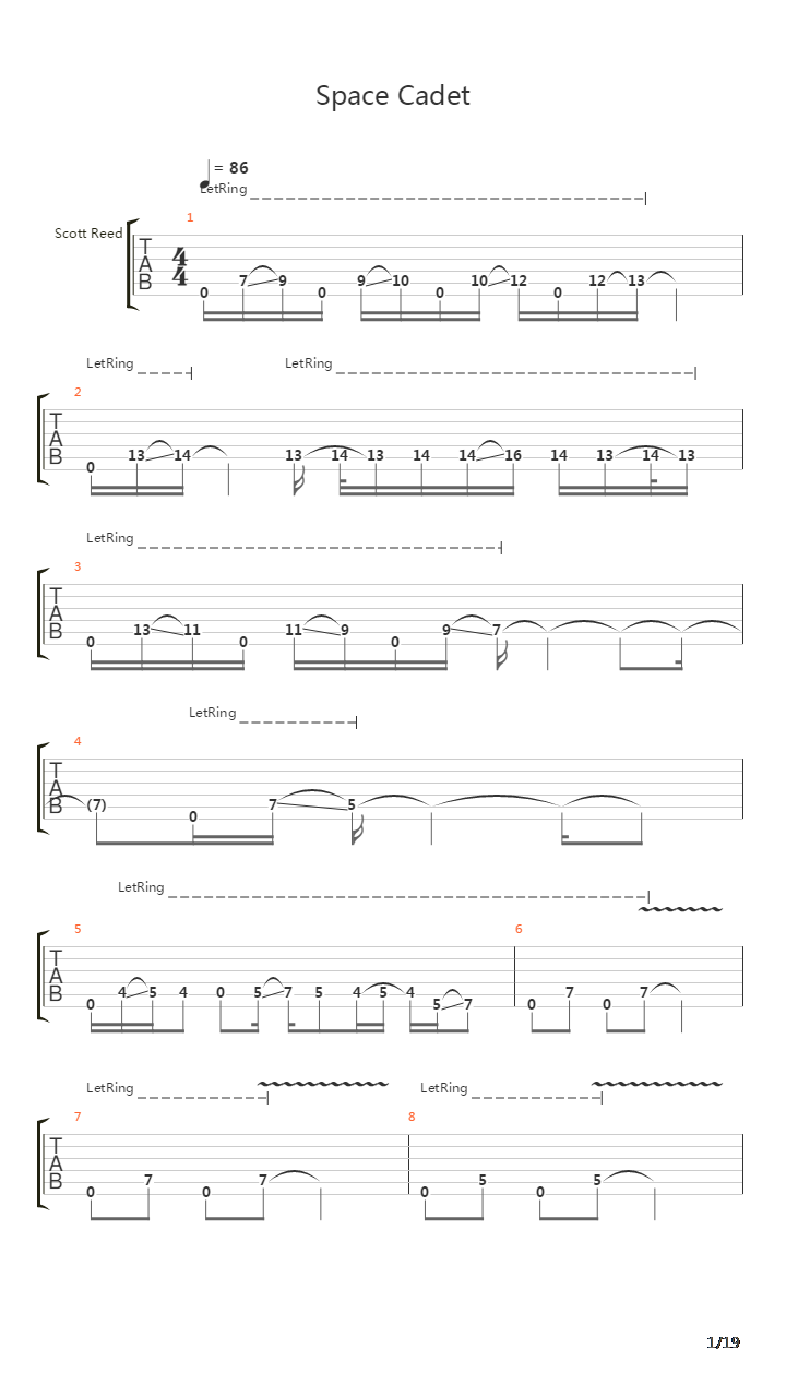 Space Cadet吉他谱
