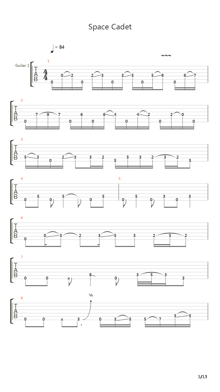 Space Cadet吉他谱
