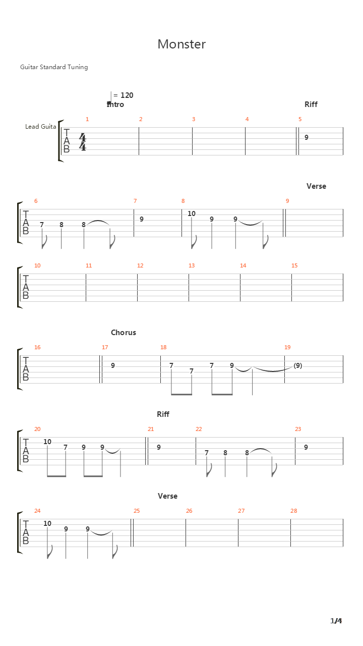 Monster吉他谱