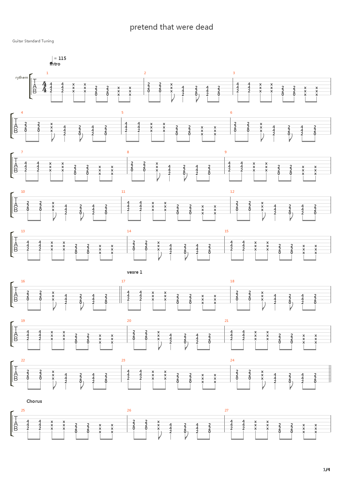 Pretend Were Dead吉他谱