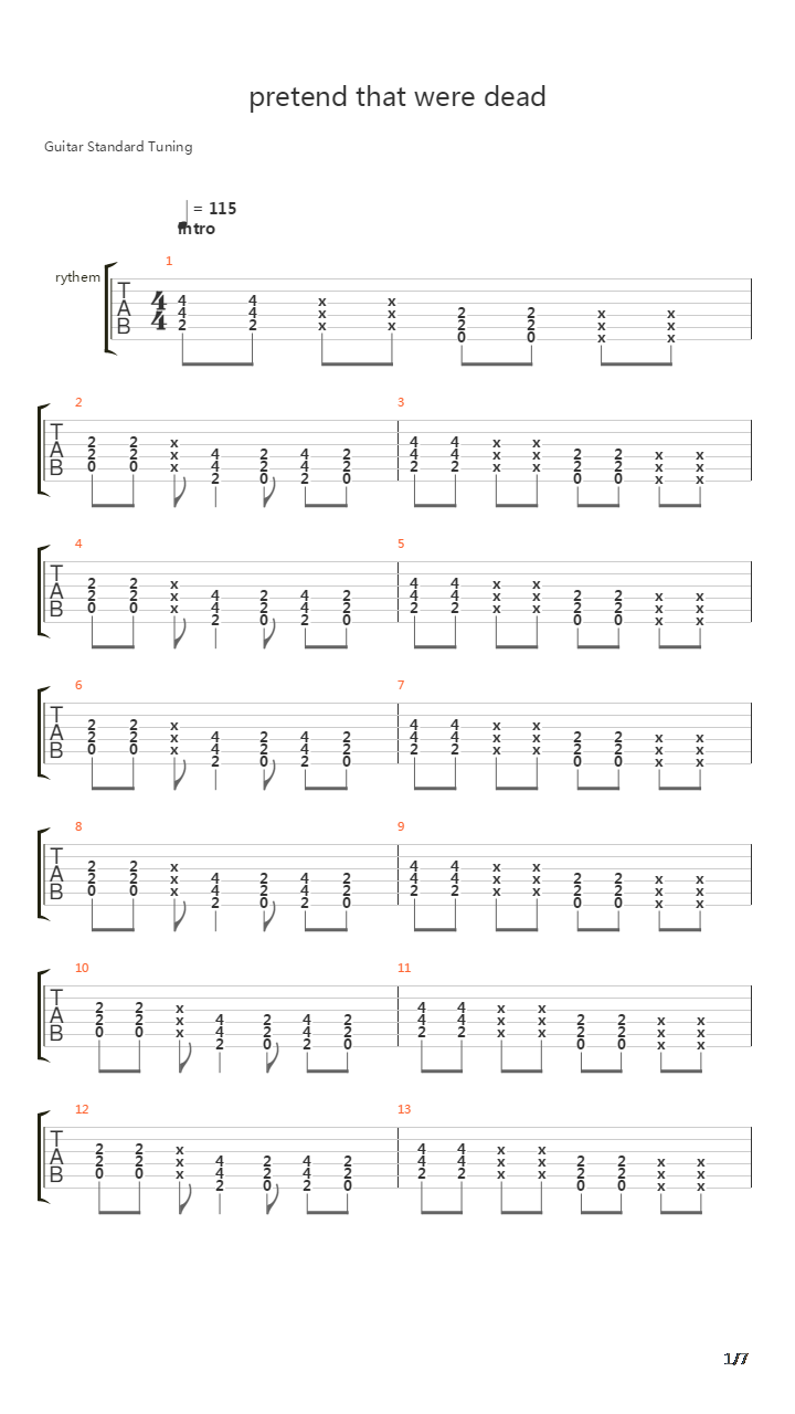 Pretend Were Dead吉他谱