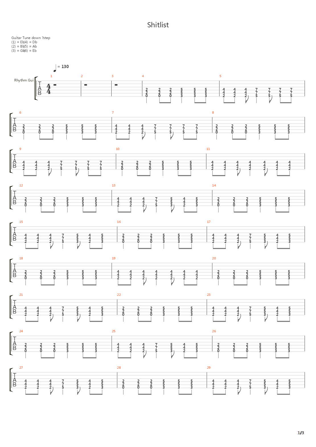 Shitlist吉他谱