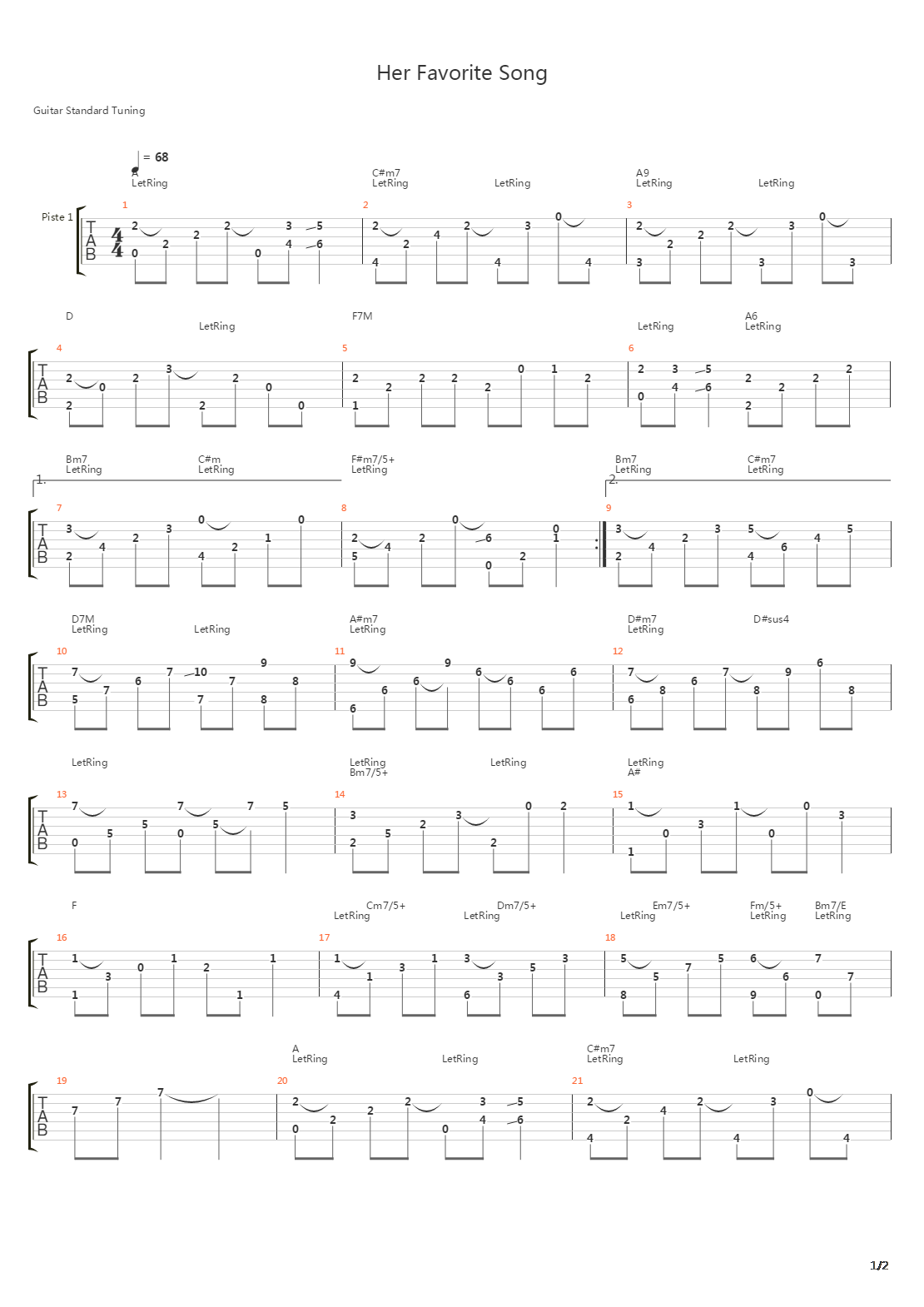 Her Favorite Song吉他谱