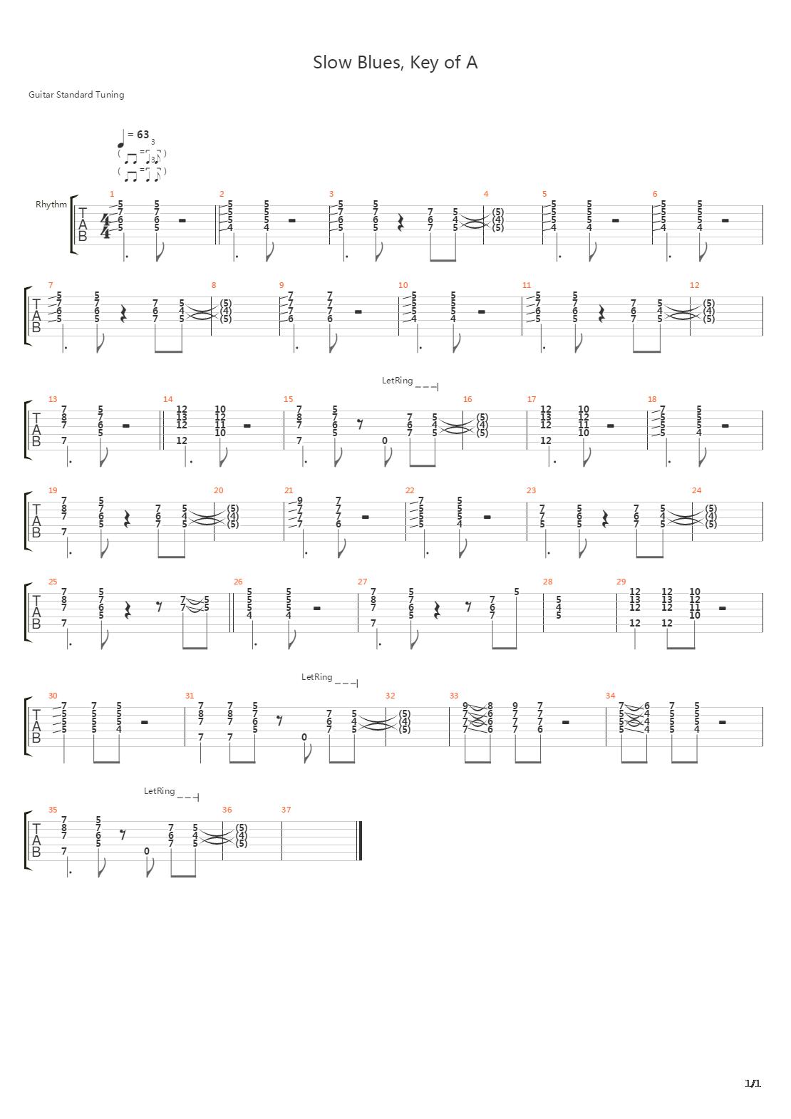 Slow Blues - Key Of A吉他谱