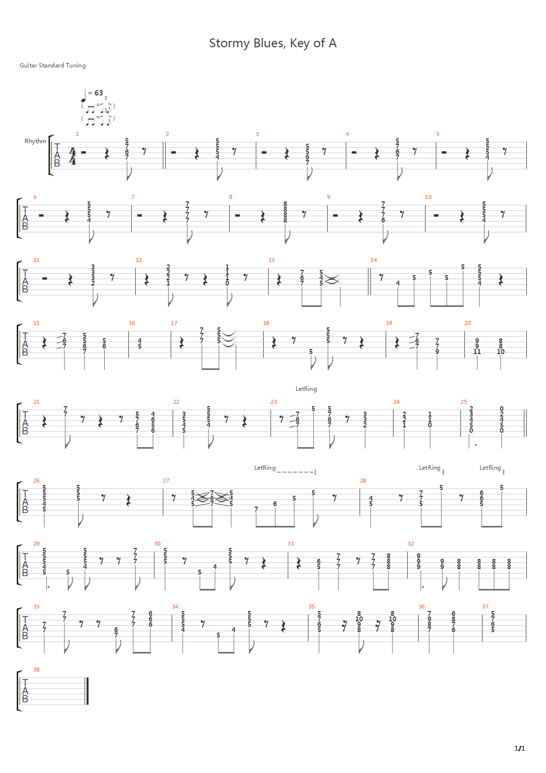 Stormy Blues - Key Of A吉他谱