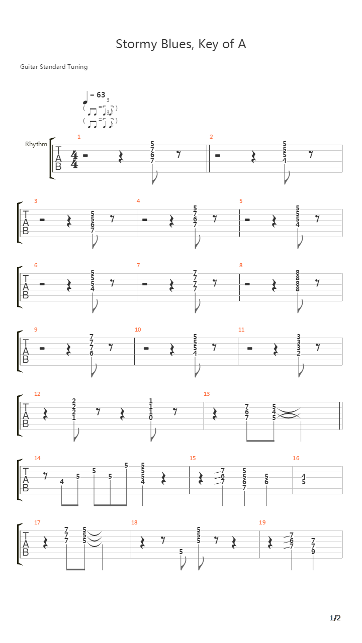 Stormy Blues - Key Of A吉他谱