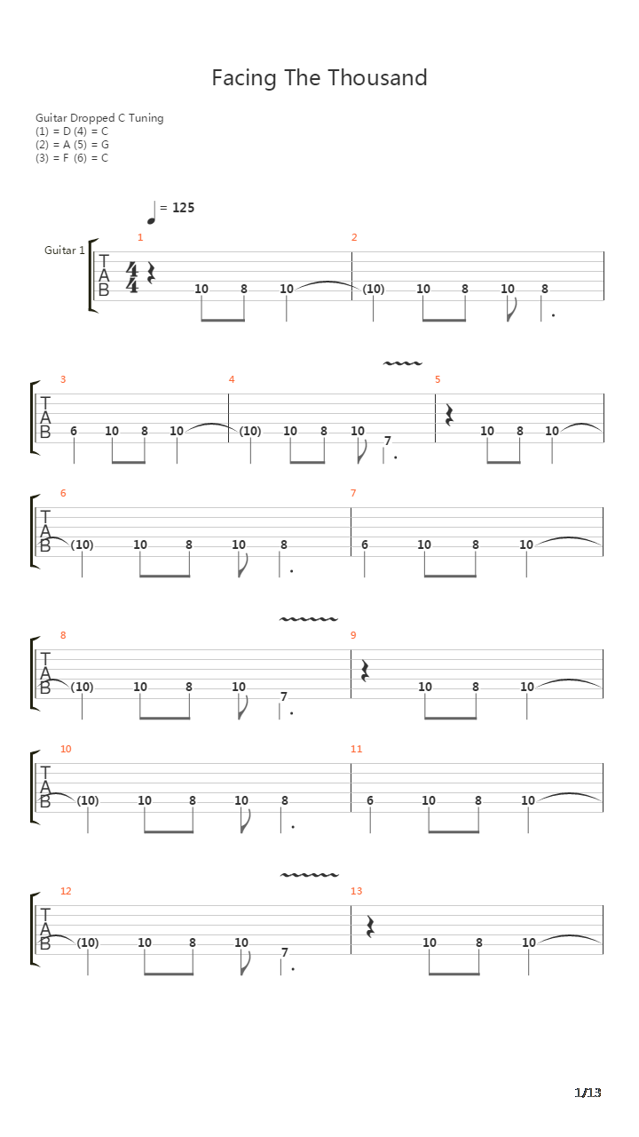 Facing The Thousand吉他谱