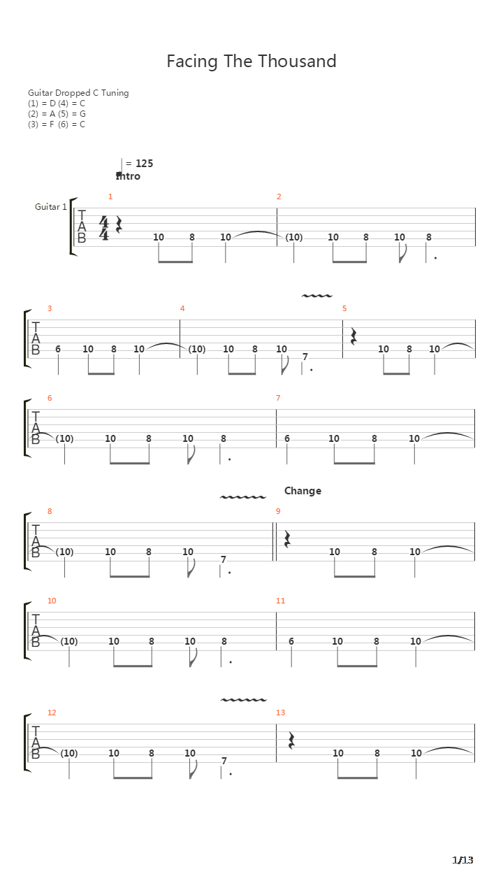 Facing The Thousand吉他谱