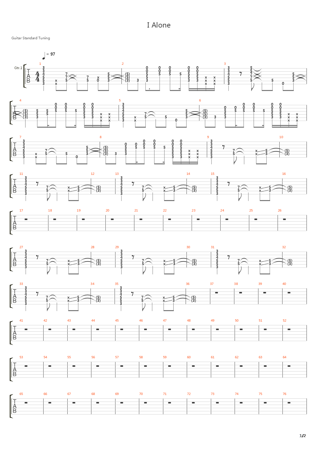I Alone吉他谱