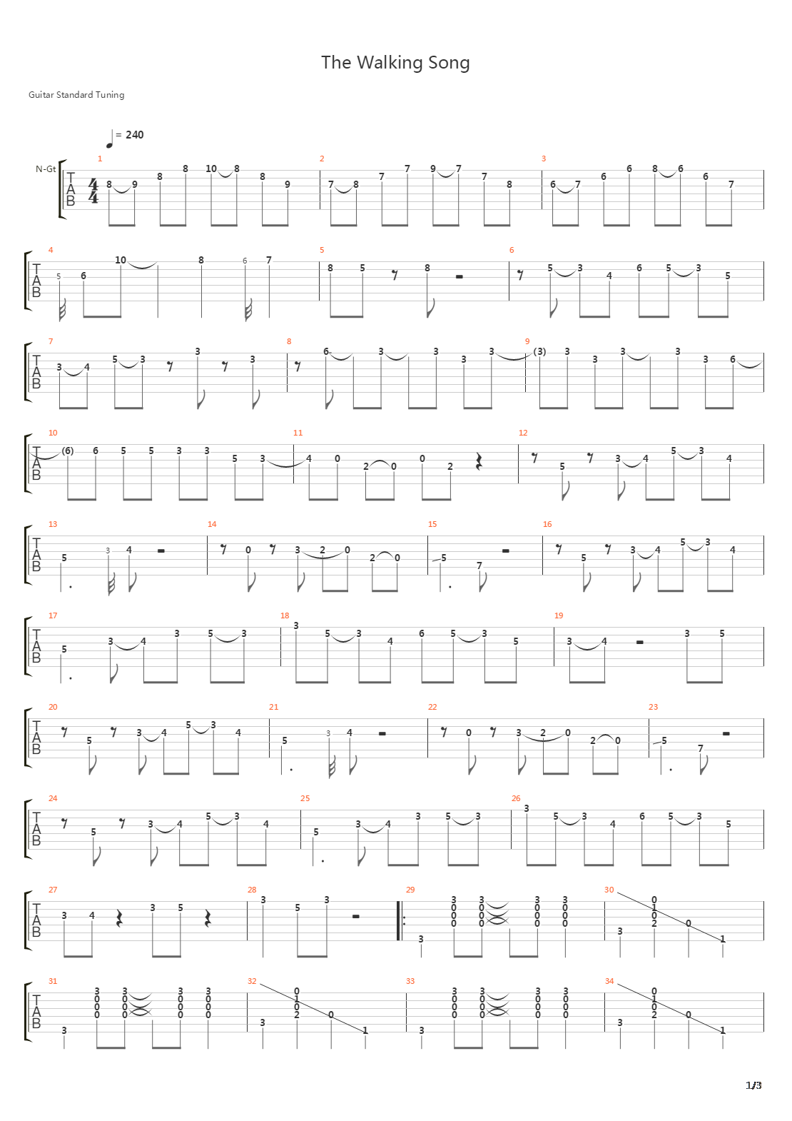 The Walking Song吉他谱
