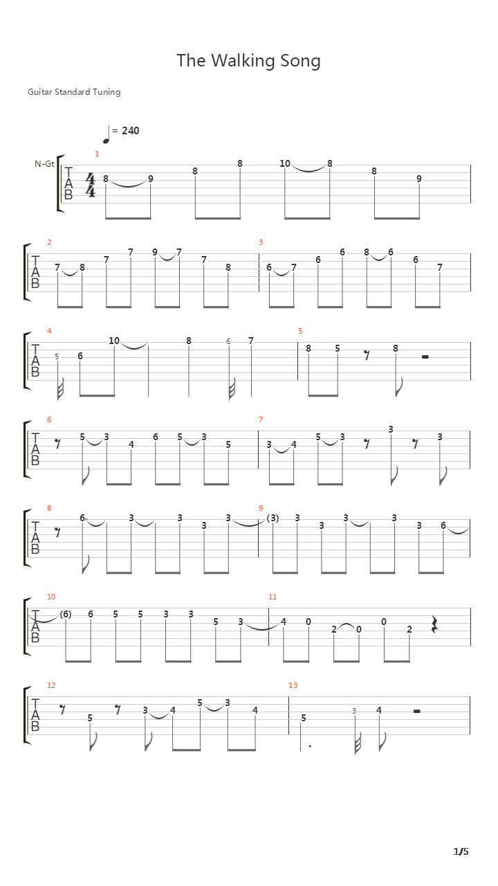 The Walking Song吉他谱