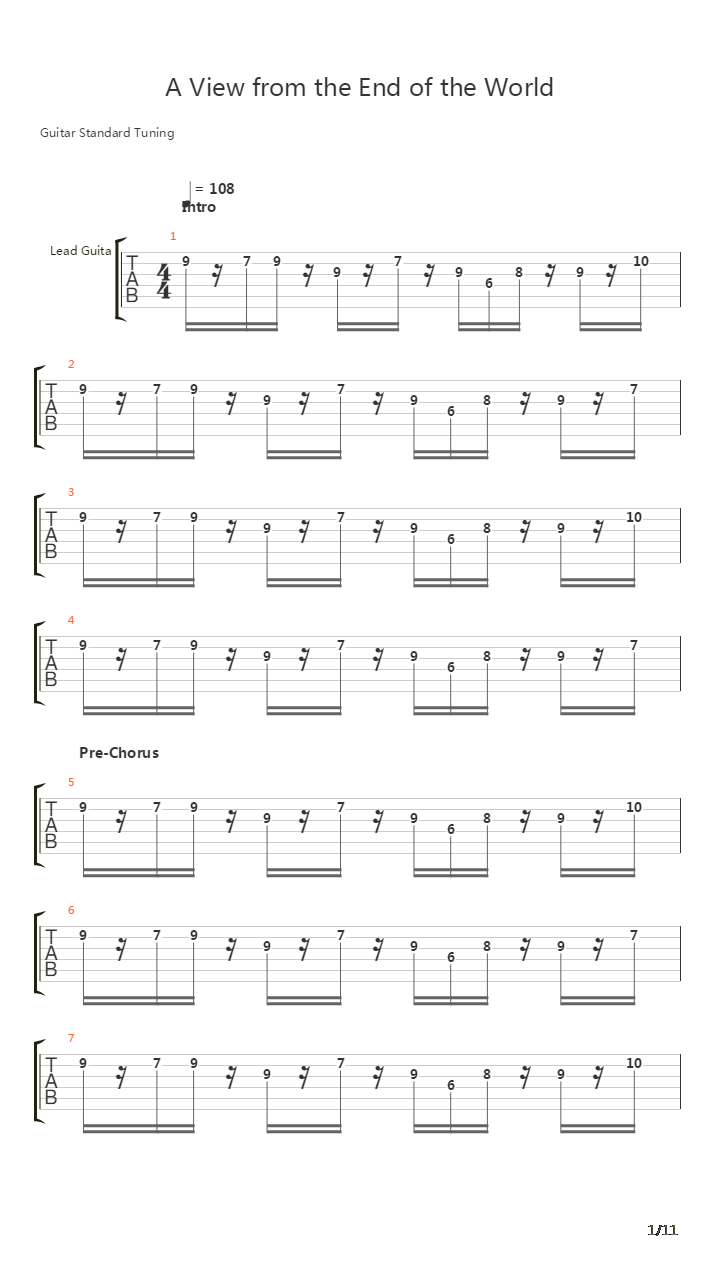 A View From The End Of The World吉他谱