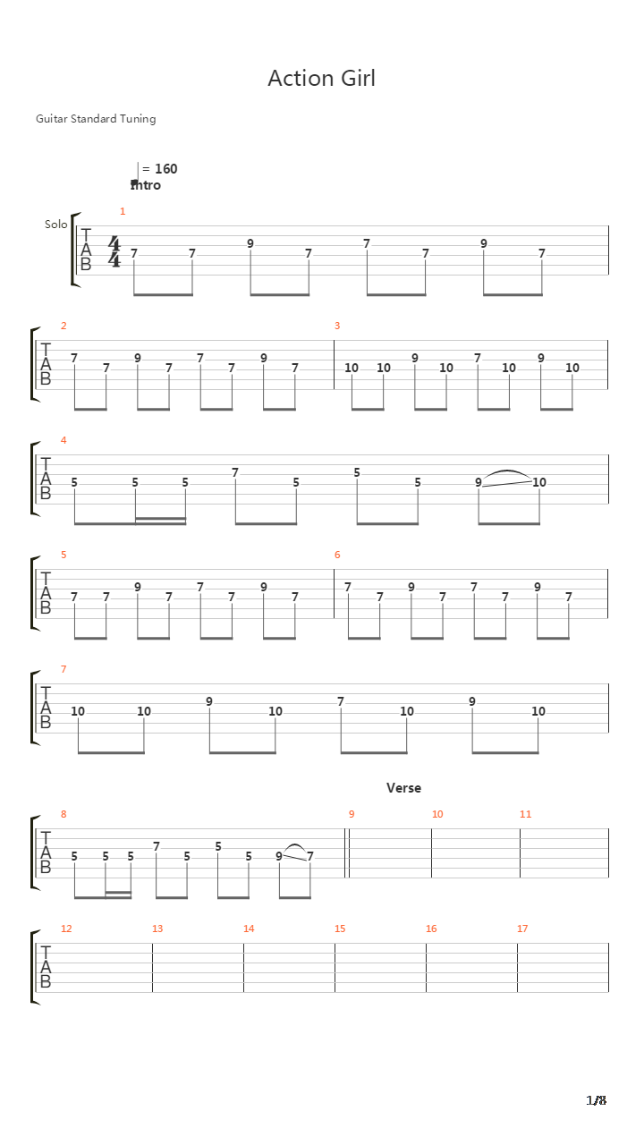 Action Girl吉他谱