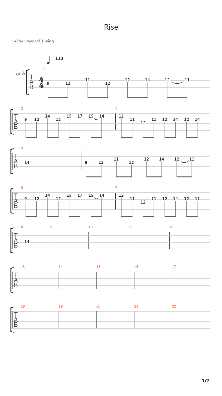 Rise吉他谱