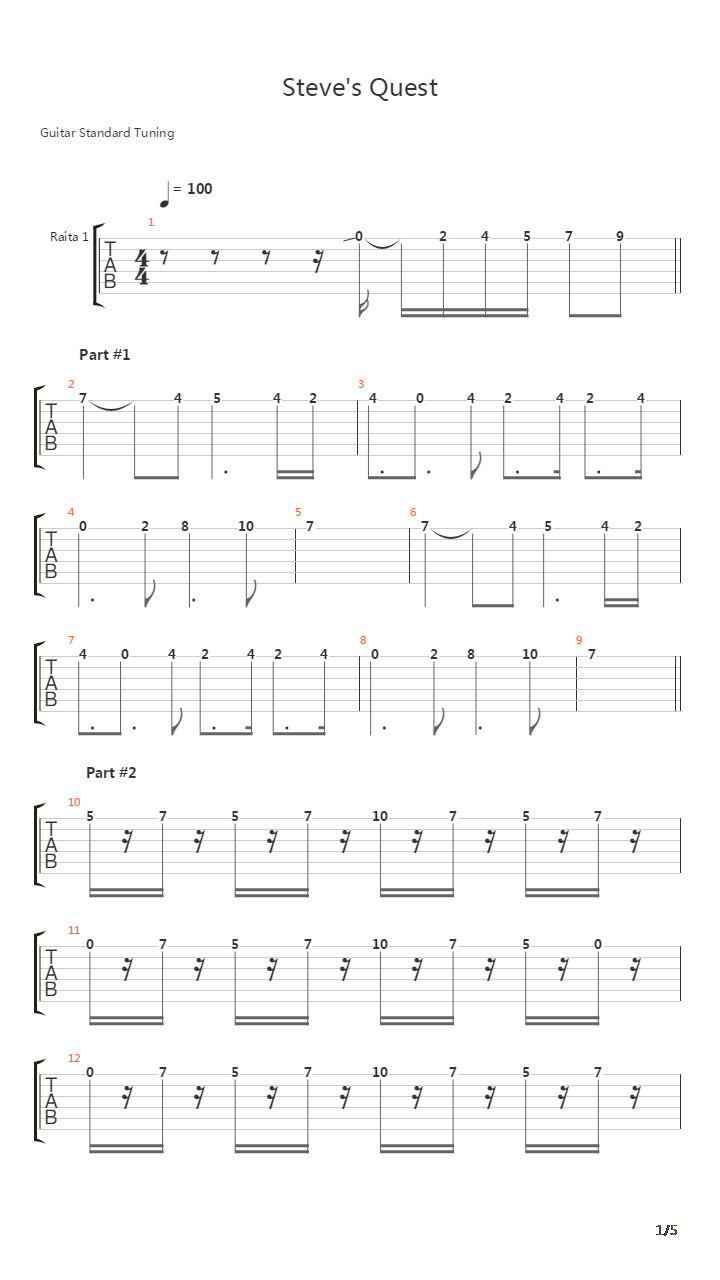 Steves Quest吉他谱
