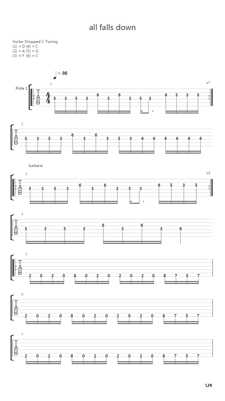 All Falls Down吉他谱