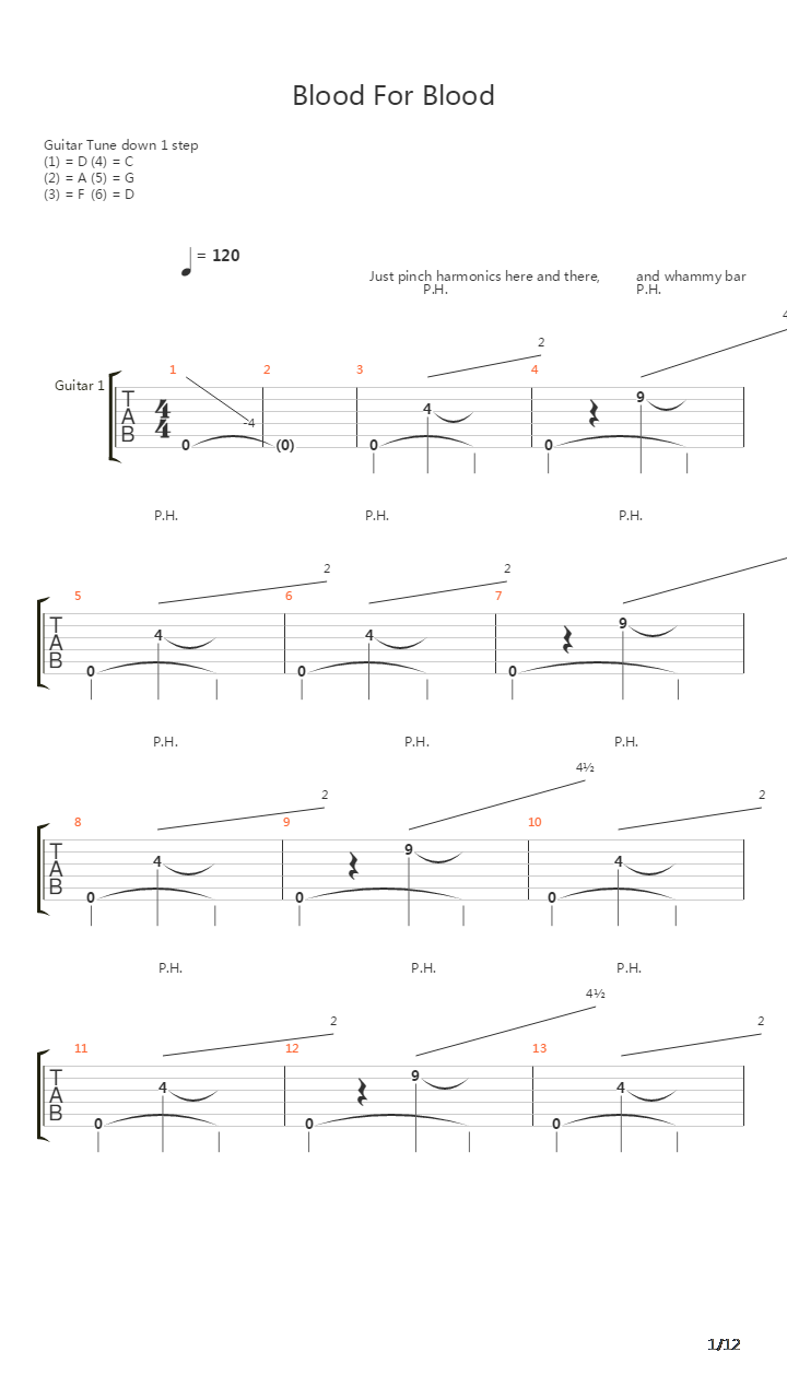 Blood For Blood吉他谱
