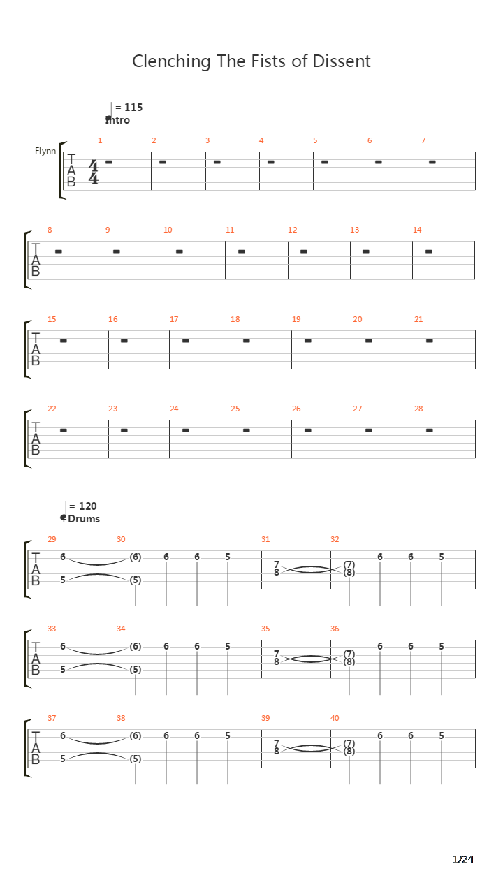 Clenching The Fists Of Dissent吉他谱