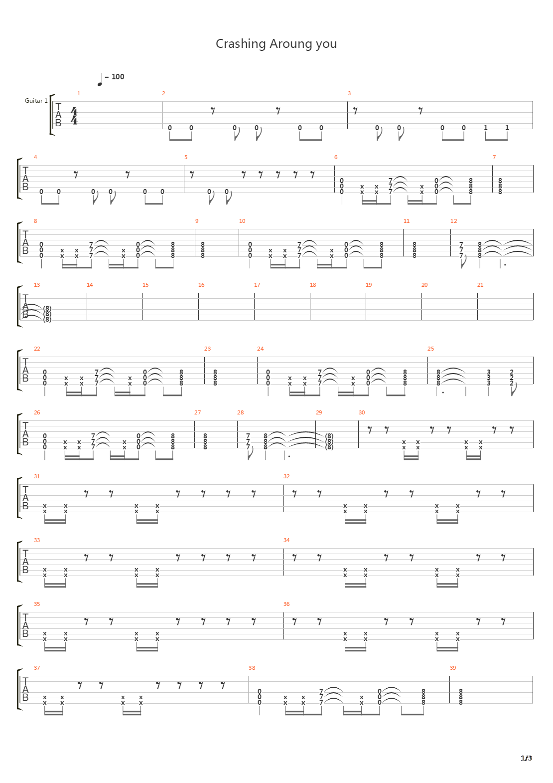 Crashing Around You吉他谱