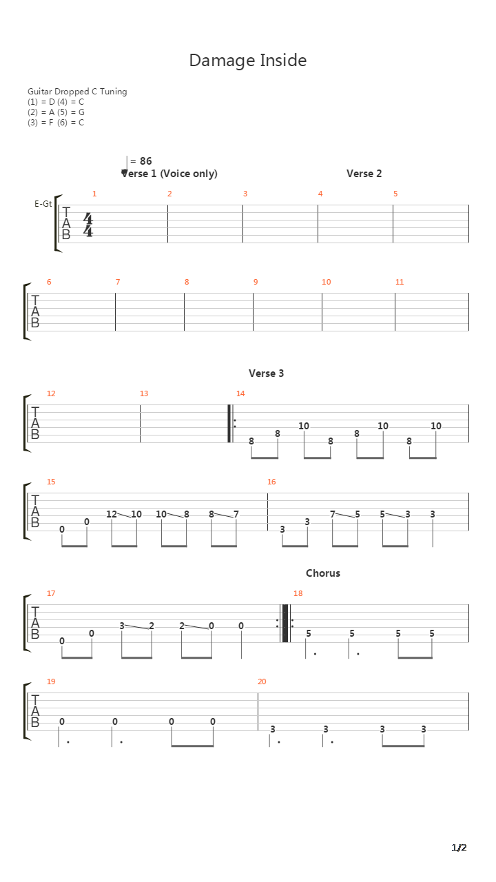 Damage Inside吉他谱
