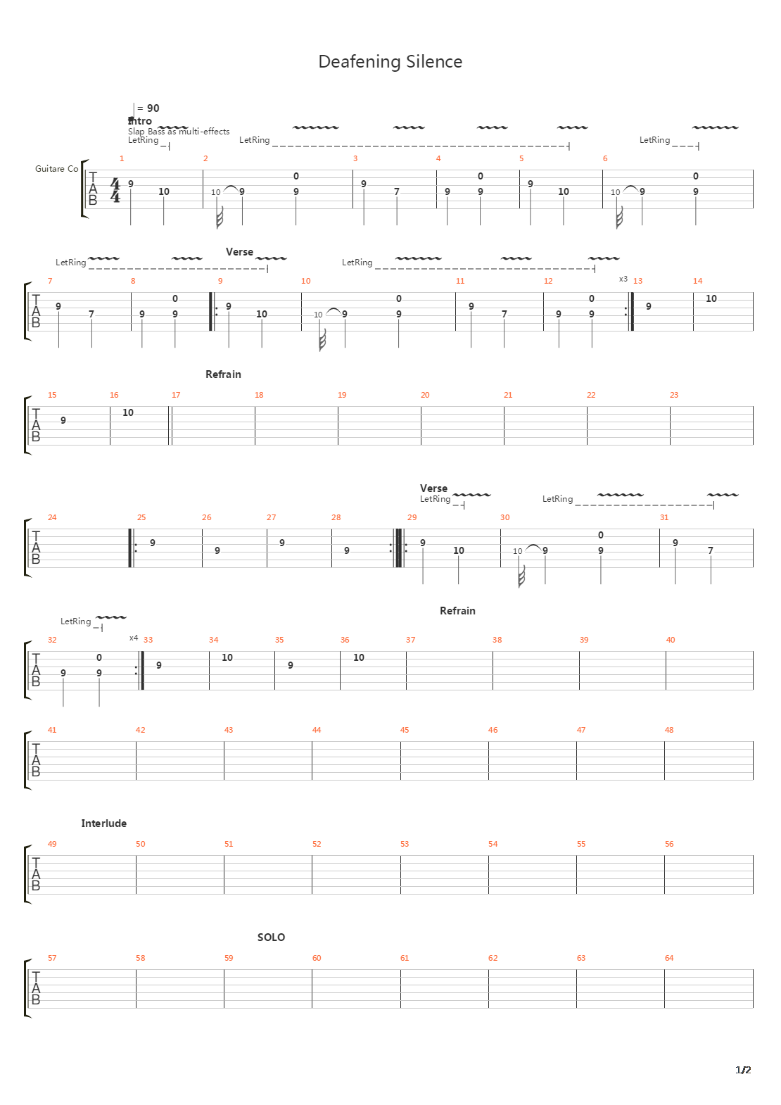 Deafening Silence吉他谱