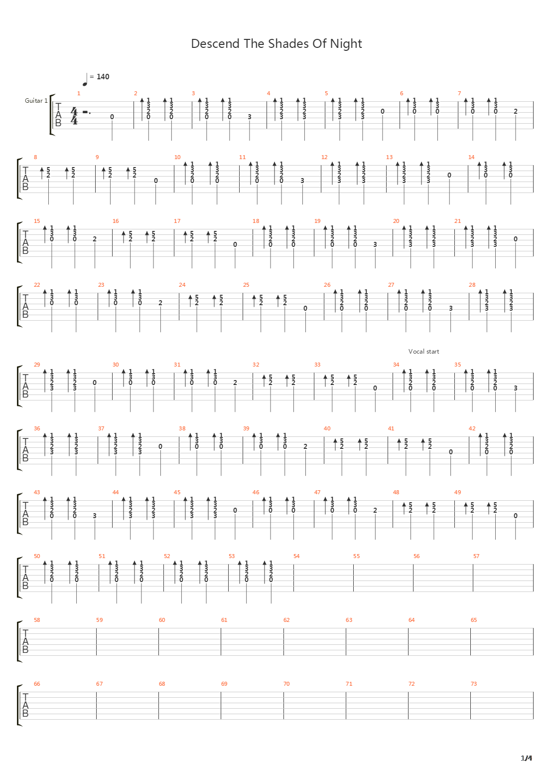 Descend The Shades Of Night吉他谱