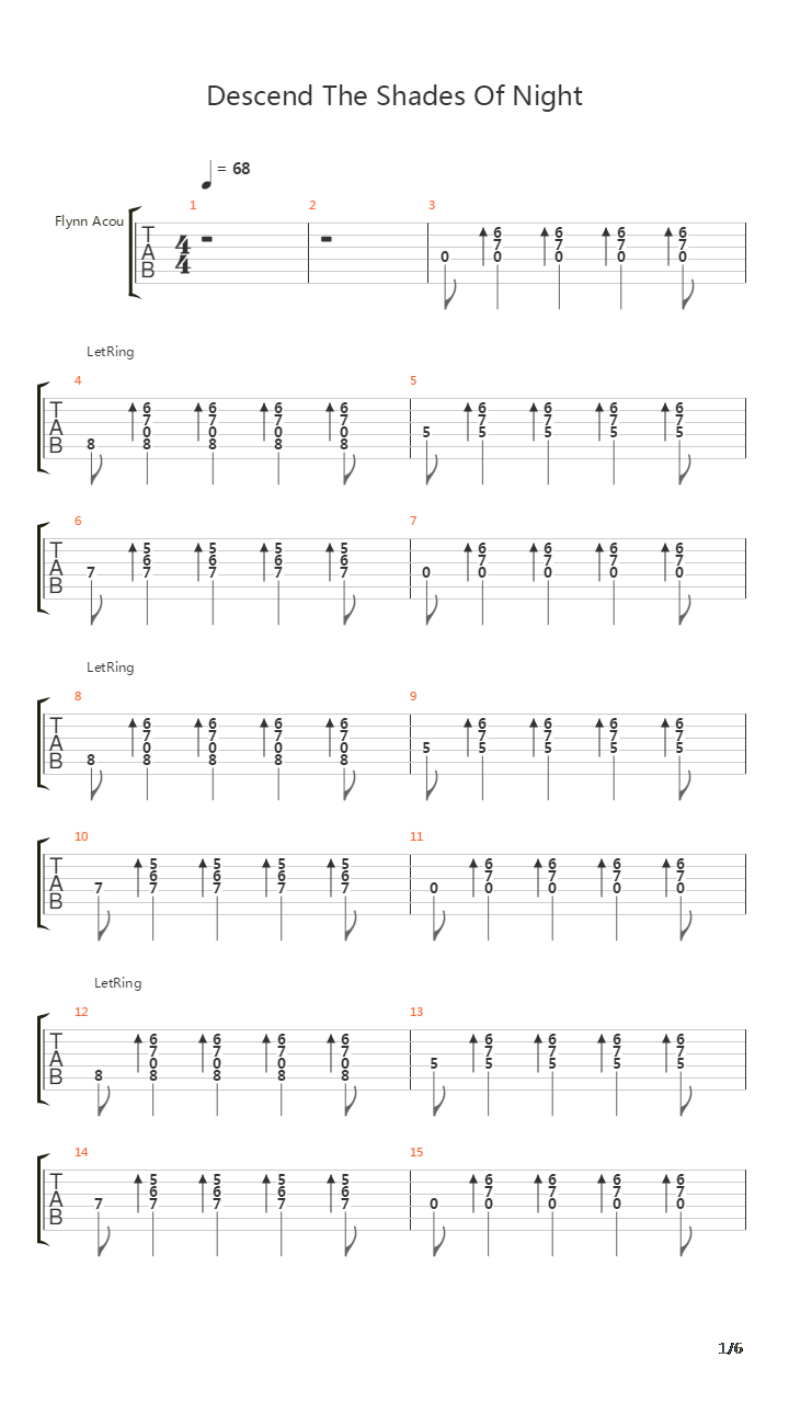 Descend The Shades Of Night吉他谱