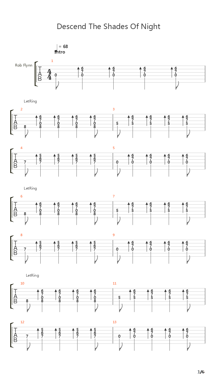 Descend The Shades Of Night吉他谱