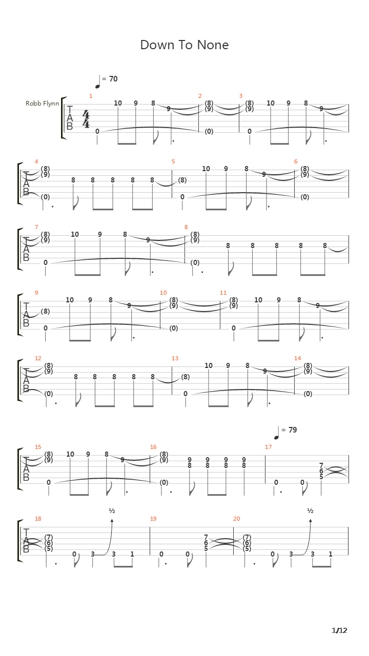 Down To None吉他谱