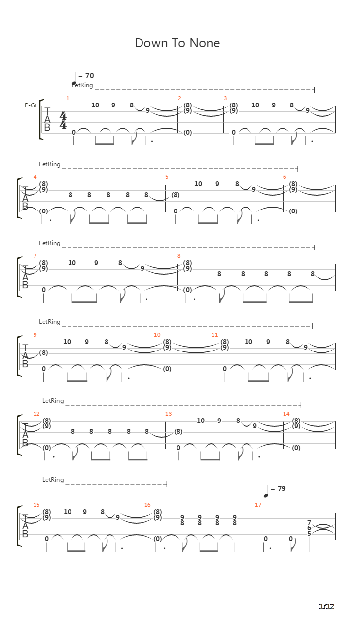 Down To None吉他谱